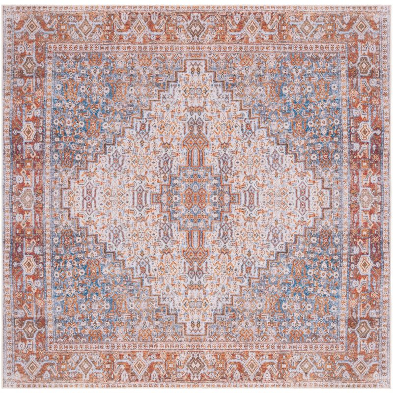 Tucson TSN166 Power Loomed Machine Washable Area Rug - Beige/Rust - 6'x6' - Safavieh.