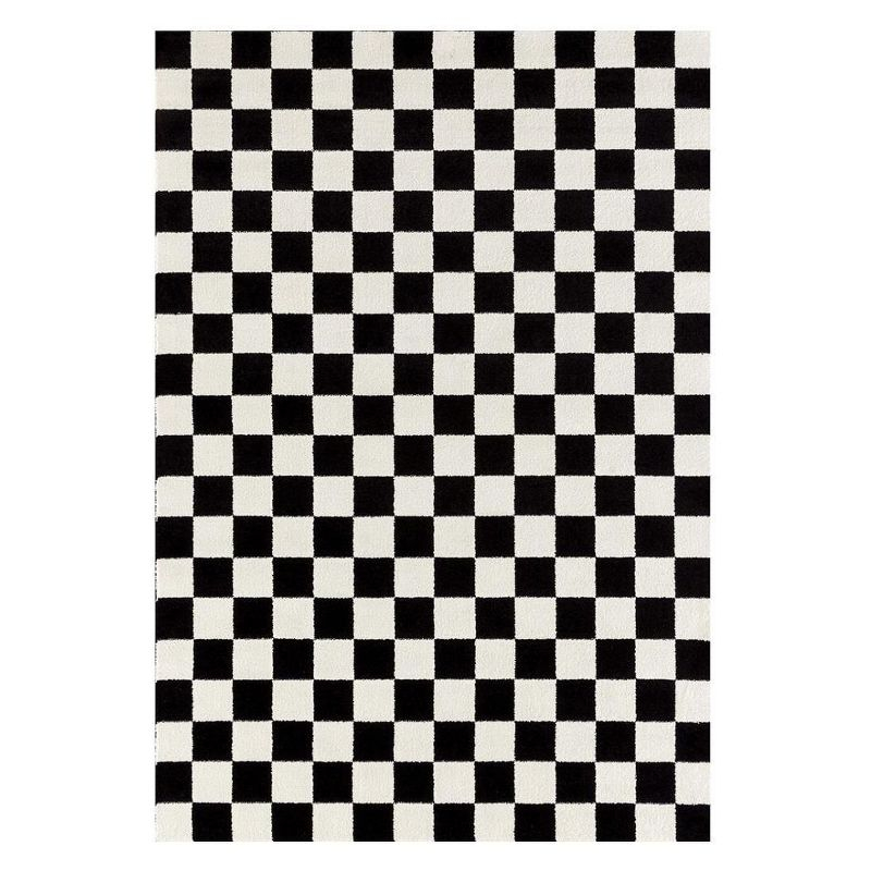 Luxe Weavers Checkered Black and White Geometric 8x10 Indoor Area Rug