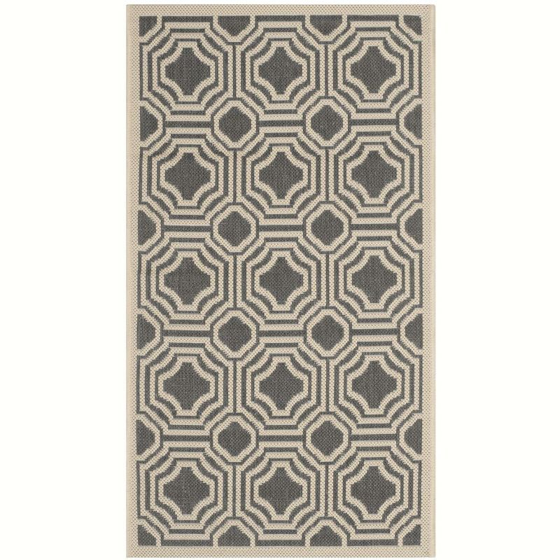 Courtyard CY6112 Power Loomed Indoor and Outdoor Accent Rug - Anthracite/Beige - 2'x3'7" - Safavieh