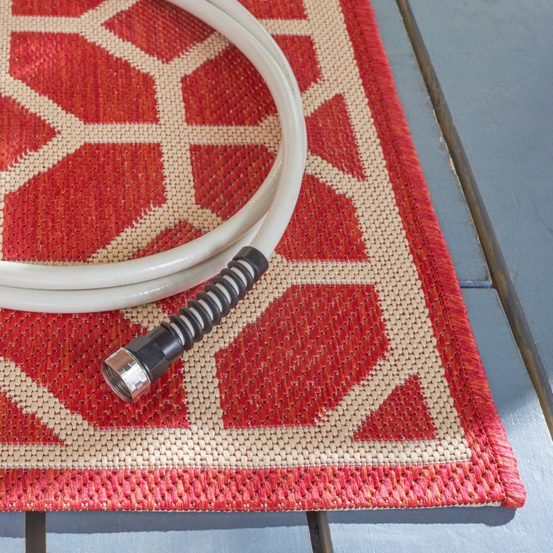 Beach House BHS127 POWER LOOMED Indoor/Outdoor Runner Rug - Red/Creme - 2'2"x6' - Safavieh