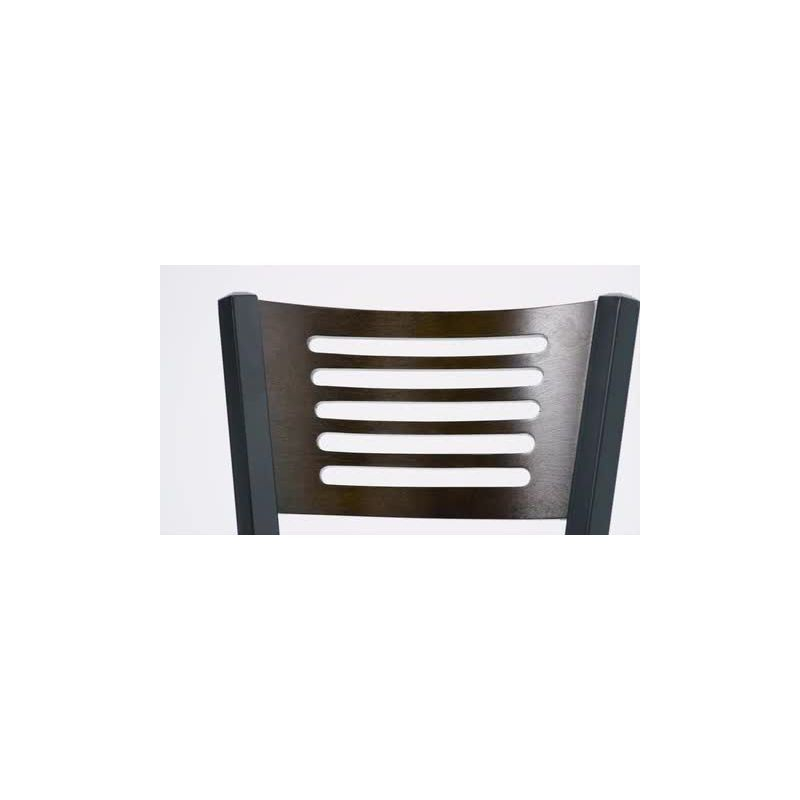 Flash Furniture HERCULES Series Black Slat Back Metal Restaurant Barstool - Walnut Wood Back, Black Vinyl Seat