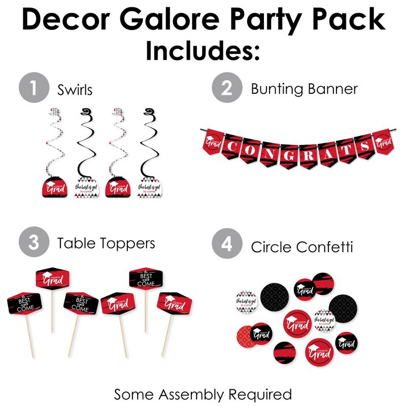 Big Dot of Happiness Red Grad - Best is Yet to Come - Red Graduation Party Supplies Decoration Kit - Decor Galore Party Pack - 51 Pieces