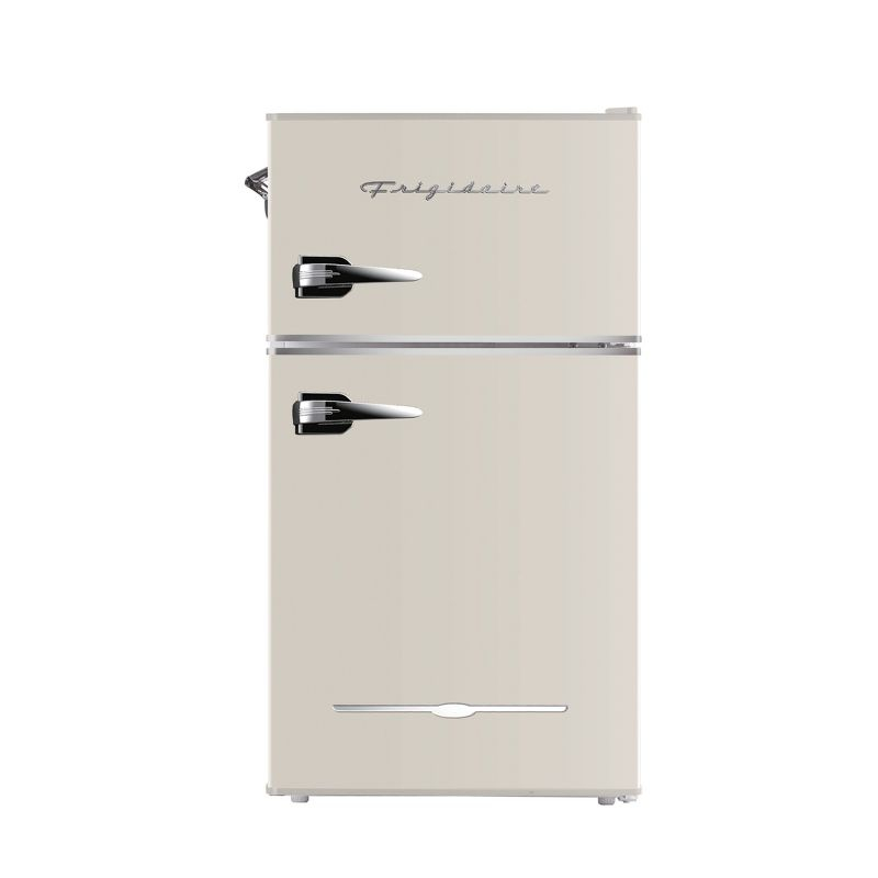 Frigidaire 3.2 cu ft 2 Door Retro Fridge w Side Bottle Opener Cream: Compact Mini Refrigerator, Model EFR840-CREAM