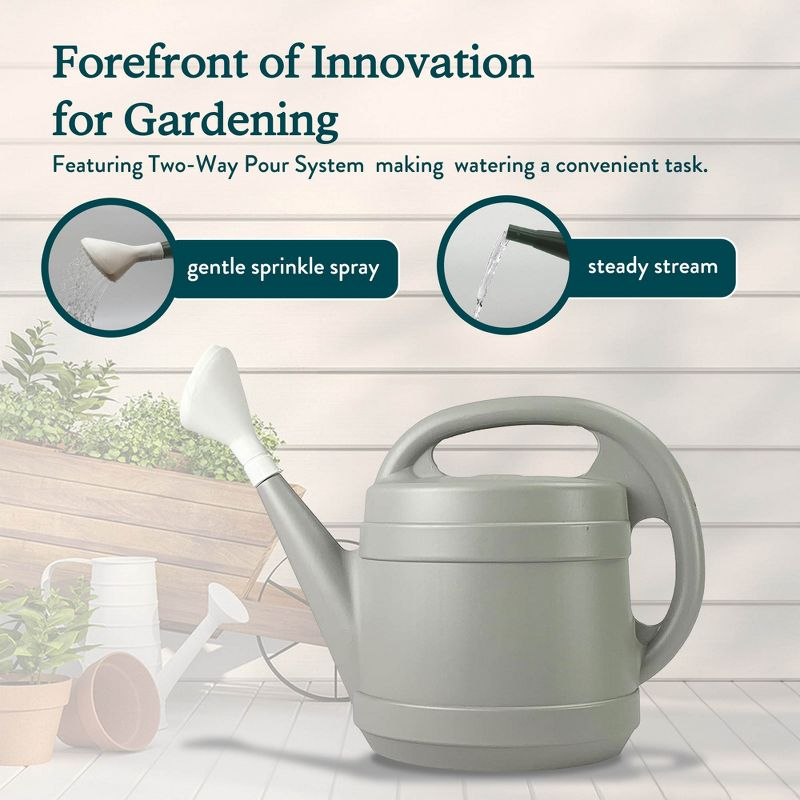 The HC Companies 2 Gallon Plant Watering Can with Large Mouth Feature and Ergonomic Design for Patio, Lawn, and Gardening Essentials, Gray