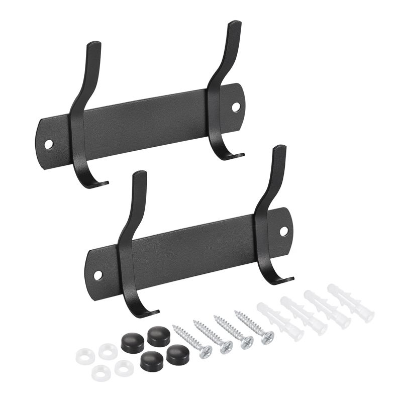 Unique Bargains Stainless Steel Wall Mounted Waterproof Bedroom Coat Hook Rack 2 Pcs 2 Hooks