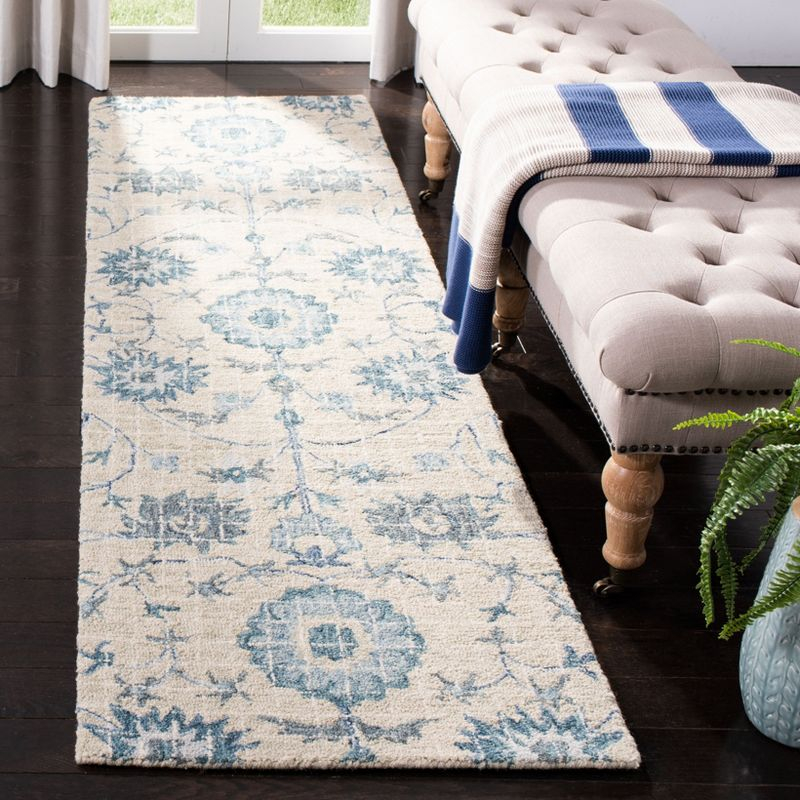 Blossom BLM812 Hand Tufted Runner Rug - Silver/Blue - 2'3"x8' - Safavieh.