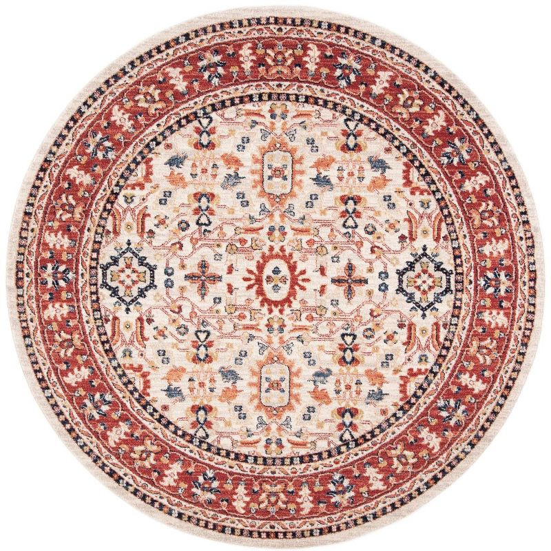 Charleston CHL412 Loomed Indoor Area Rug - Ivory/Red - 6'7"x6'7" Round - Safavieh