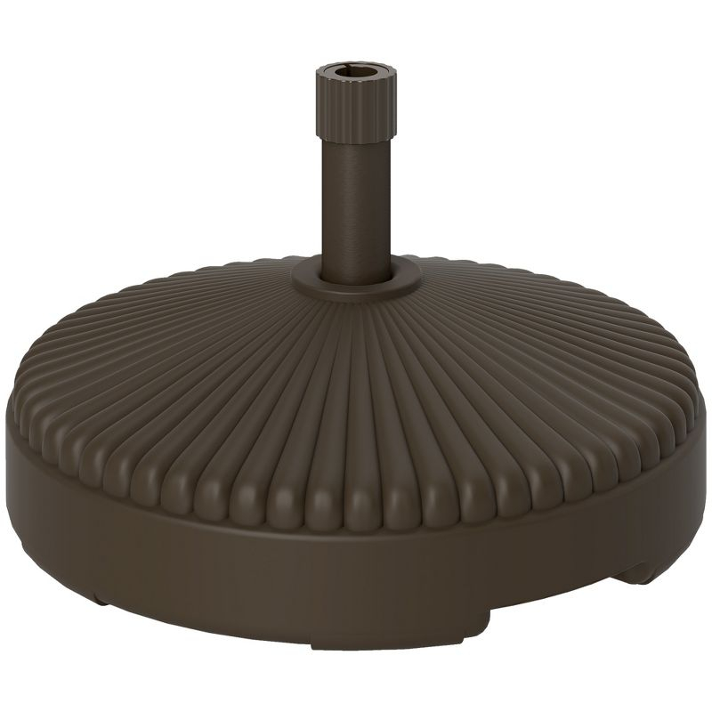 Outsunny Round Patio Umbrella Base Holder Outdoor Umbrella Stand, Filled Up to 62lbs with Stand or 51lbs with Water for Garden Poolside, Brown
