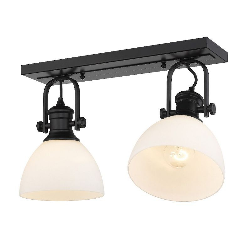 Golden Lighting Hines 2-Light Semi-flush in Matte Black with Seeded Glass