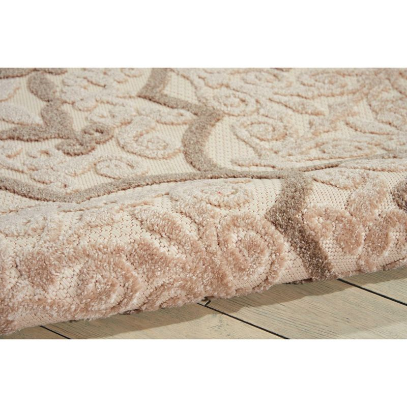 Nourison Aloha Moroccan Trellis Flatweave High-Low Indoor Outdoor Area Rug Cream 5'3" x 7'5"