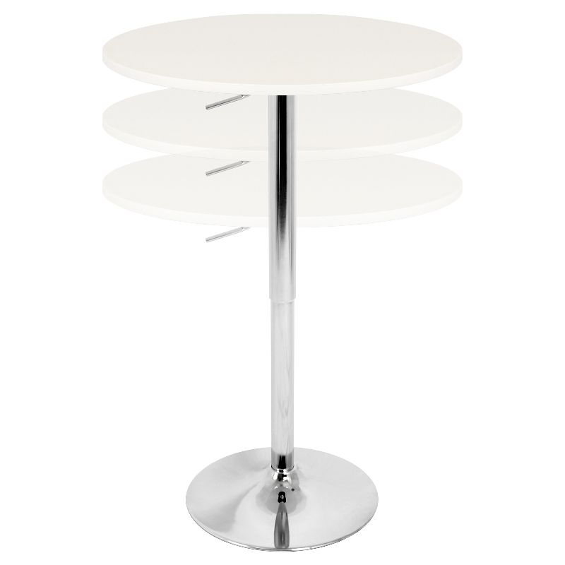 27.5" Elia Contemporary Adjustable Bar Height Pub Table White Wood Top with Chrome Frame - LumiSource