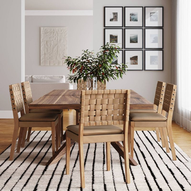 Nathan James Set of 6 Cohen Faux Leather Dining Chair Brown