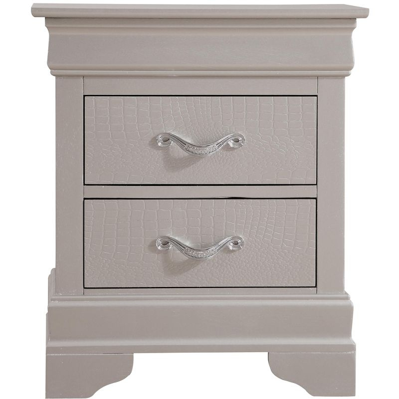 Passion Furniture Lorana 2-Drawer Champagne Nightstand (24 in. H x 21 in. W x 16 in. D)