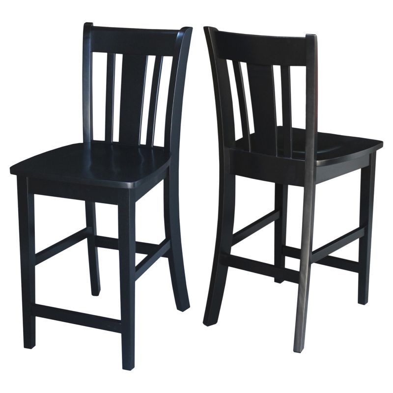 24" San Remo Counter Height Barstool Black - International Concepts: Solid Wood, Traditional Square Design, Durable Parawood