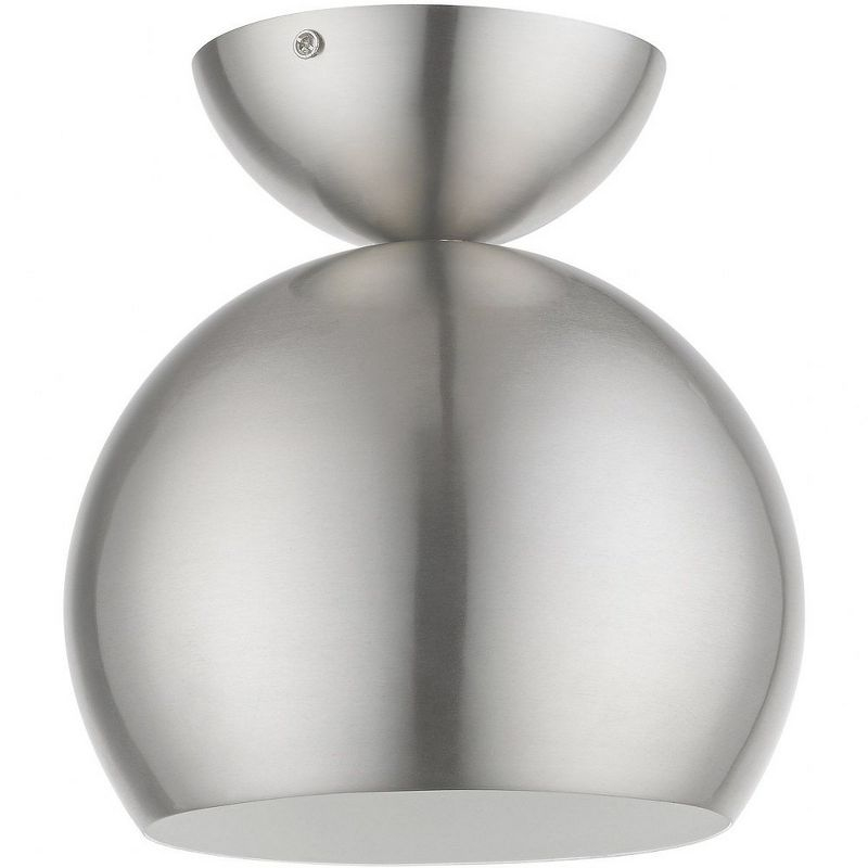 Livex Lighting Stockton 1 - Light Semi-Flush Mount in  Brushed Nickel/Polished Chrome