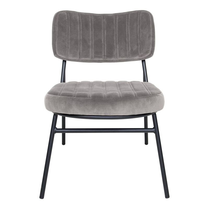 LeisureMod Marilane Velvet Accent Chair with Cushioned Upholstery for Living Rooms, Offices, and Lounges in Fossil Grey