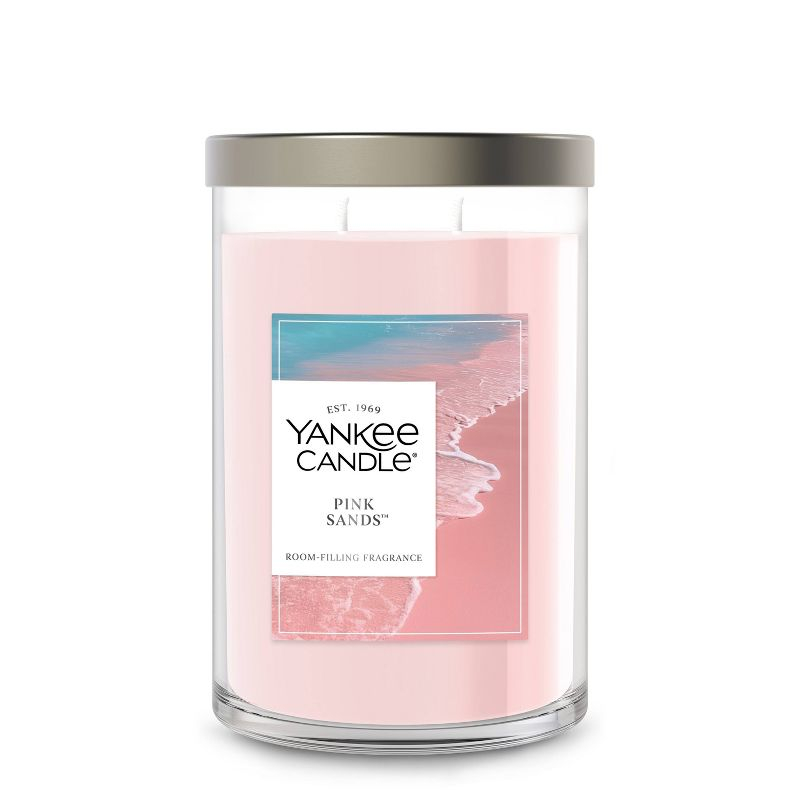 Signature Large Pink Sands Tumbler Candle 20oz - Yankee Candle: Soy Wax Blend, Glass Jar, Dual Wick, 60hr Burn Time