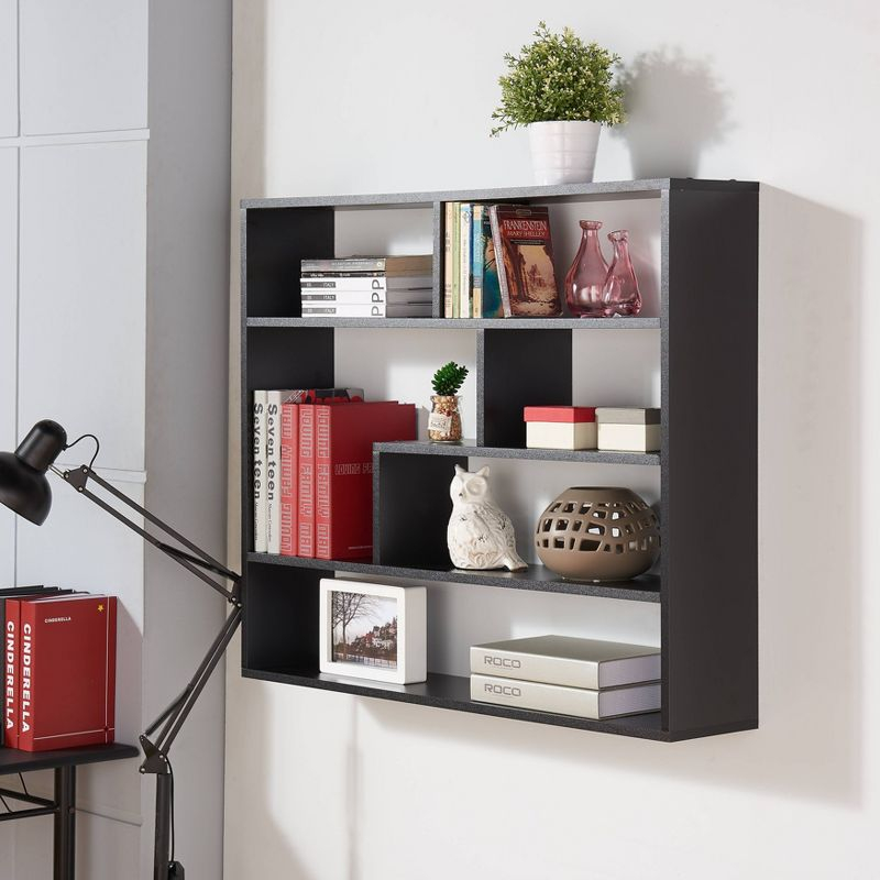 37" x 31.5" Rectangular Shelf Unit Black - Danya B.: Modern Storage, Floating Design, MDF Composite