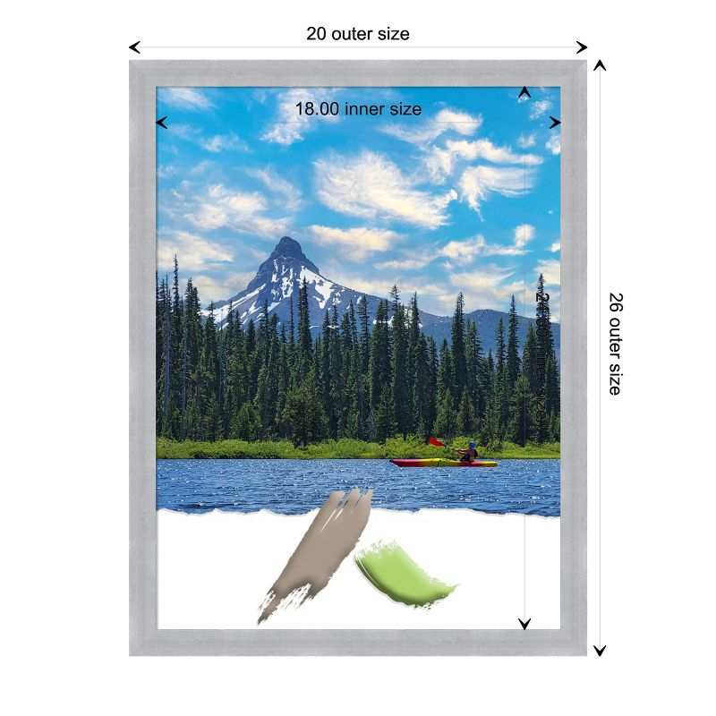 Amanti Art Grace Brushed Nickel Narrow Picture Frame Opening Size 18x24 in.
