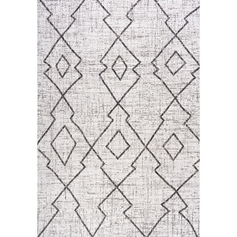 3'x5' Carwa  Diamond Trellis Indoor/Outdoor Area Rug, Ivory/Black - JONATHAN Y