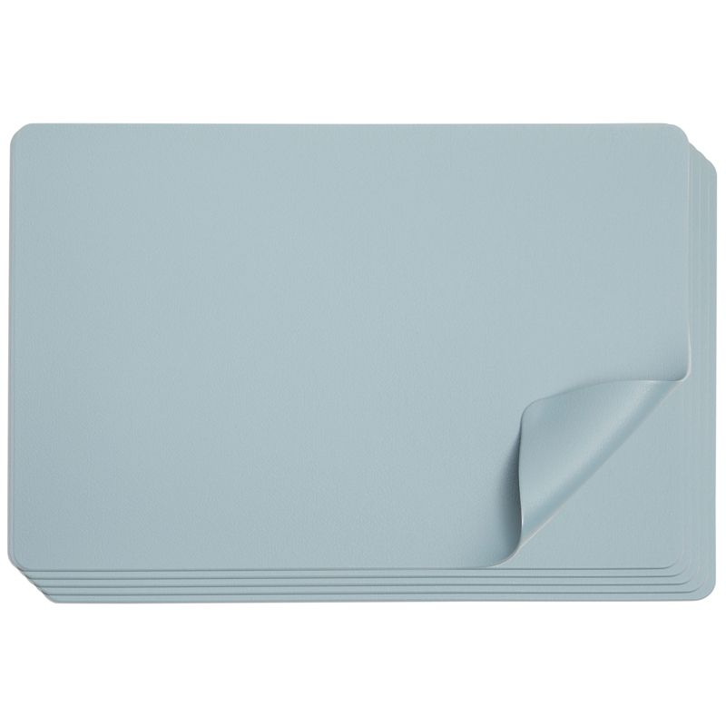 Juvale Set of 6 Blue Faux Leather Placemats for Dining Table, 17.75 x 11.75 Inches - Durable, Stylish, and Easy to Clean