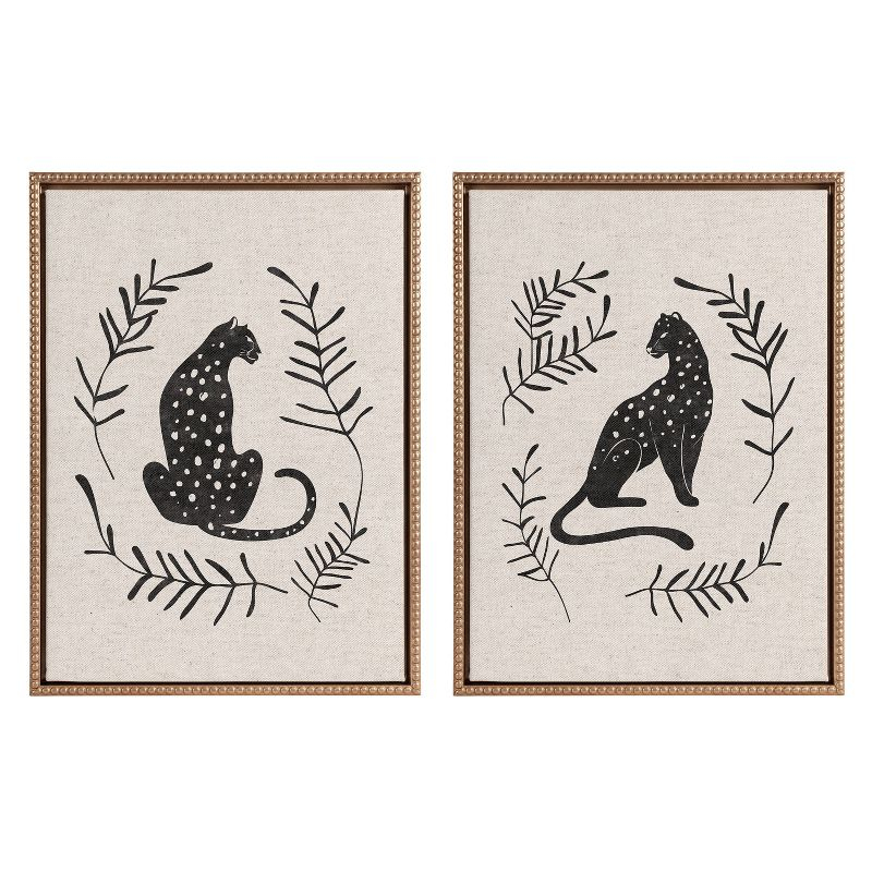 (Set of 2) 18"x24" Sylvie Beaded Jungle Black Bright Framed Canvas Arts by Alexander Ginzburg Gold - Kate & Laurel All Things Decor