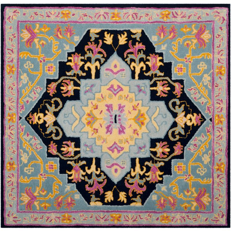 Bellagio BLG506 Hand Tufted Area Rug - Navy Blue/Multi - 5'x5' - Safavieh.