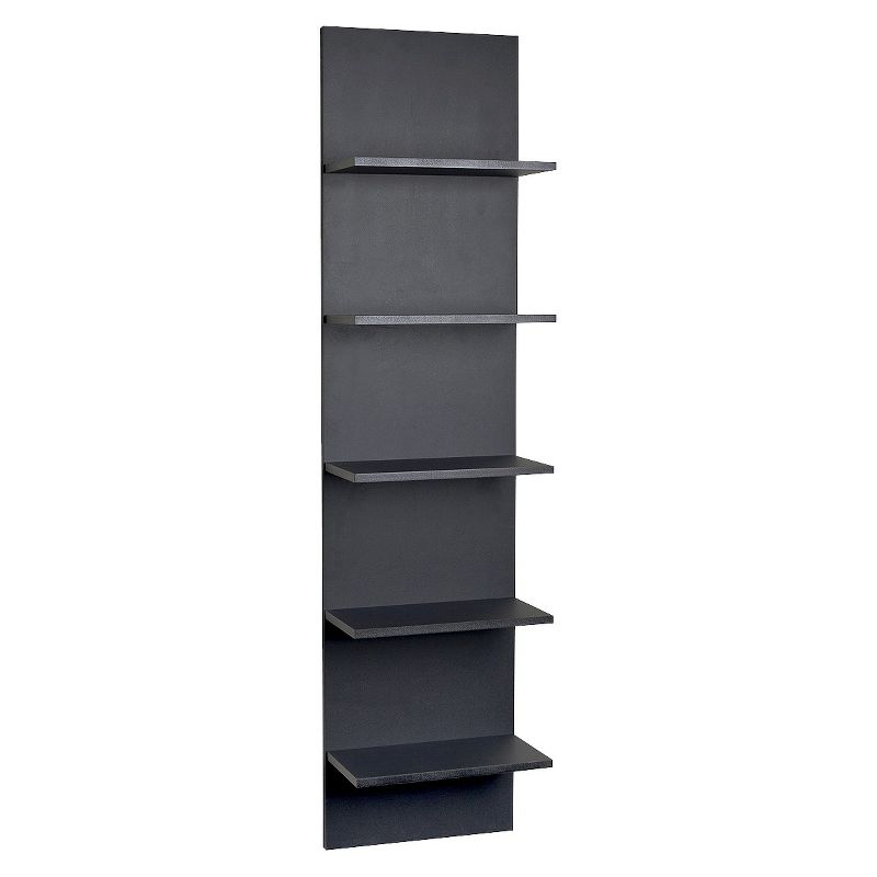 Danya B. 47" x 11.7" Wide Vertical Column Wall Shelf Black: Laminated MDF, 5-Tier Storage, Spot Clean