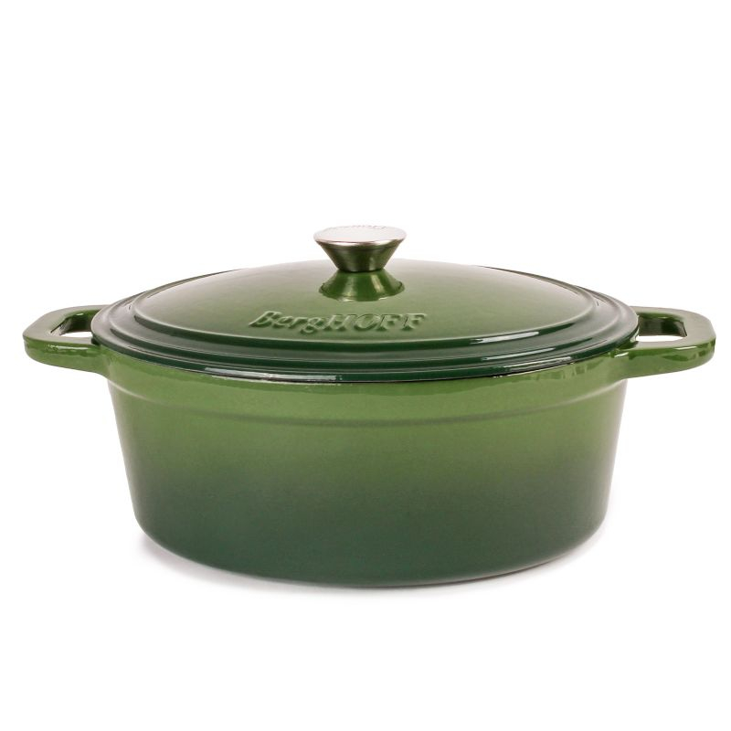 BergHOFF Neo 5Qt. Cast Iron Oval Covered Dutch Oven, Green