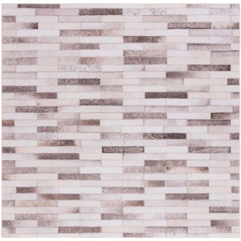 Faux Hide FAH500 Power Loomed Machine Washable Area Rug - Beige/Brown - 6'x6' - Safavieh.