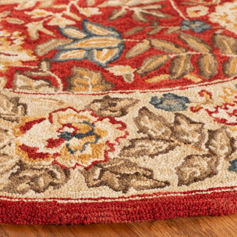 Chelsea HK140 Hand Hooked Area Rug - Red/Ivory - 8' round - Safavieh.