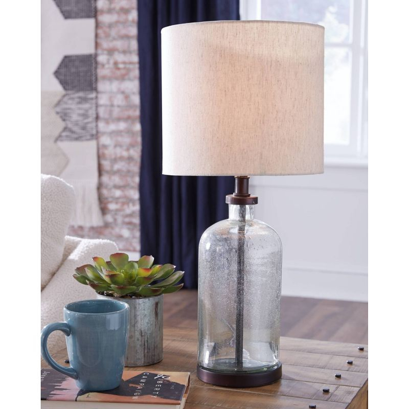 Signature Design by Ashley Bandile Table Lamp Clear/Bronze: Modern Accent, Polyester Shade, UL Listed