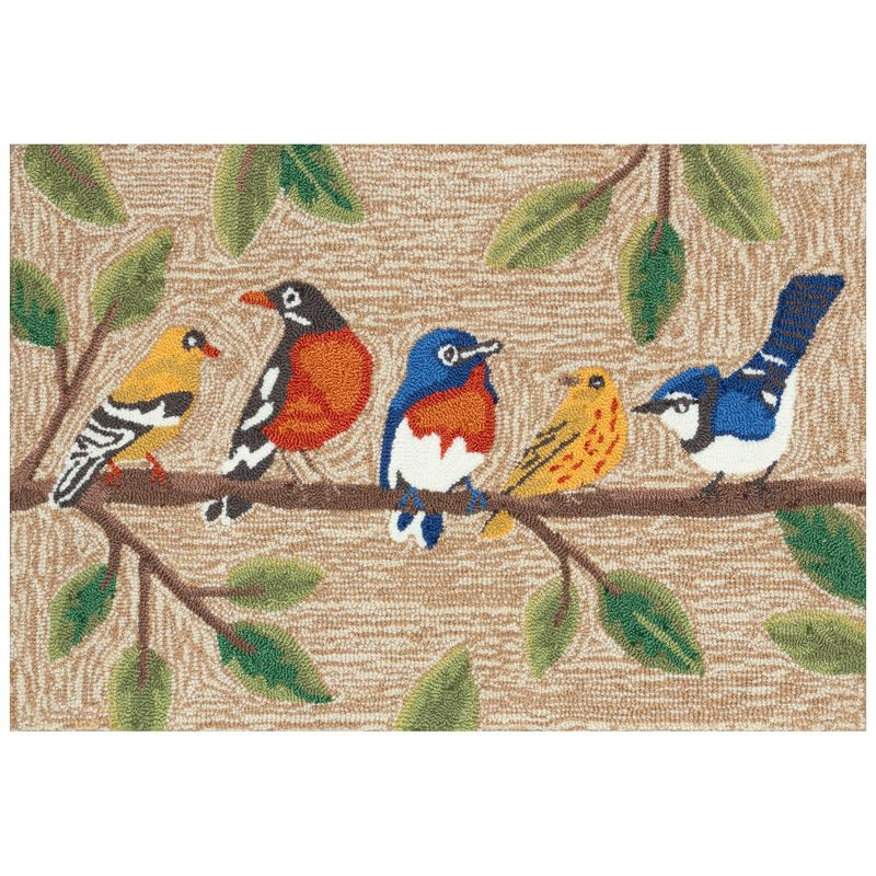 Liora Manne Frontporch Birds On A Branch Indoor/Outdoor Area Rug Natural 2'6" x 4'