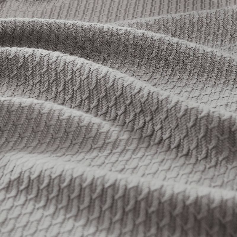 Madison Park Twin Textured Cotton Blanket Gray: Madison Park Waffle Weave, Machine Washable, OEKO-TEX Certified