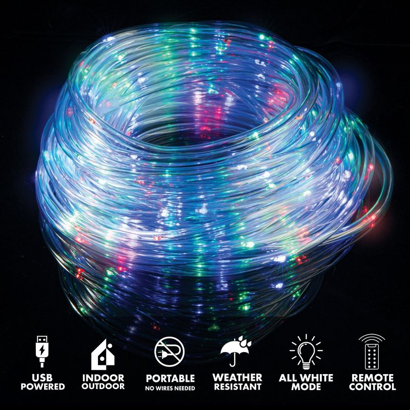 Bell + Howell Bionic 25 Ft Color Changing LED Rope Lights, USB and Solar Powered