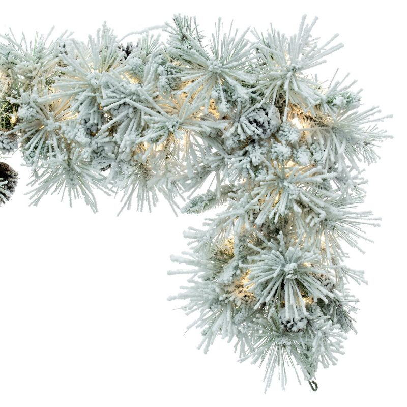 Vickerman 9' Flocked Alberta Artificial Christmas Garland, Warm White LED Lights