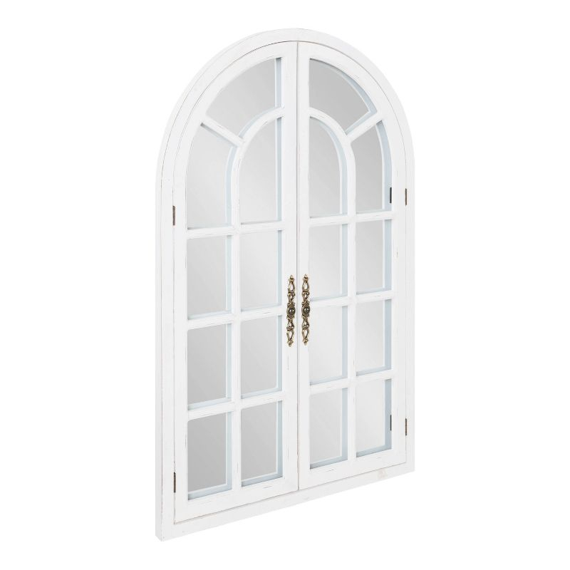 28"x44" Boldmere Arch Wall Mirror White - Kate & Laurel All Things Decor: Rustic Farmhouse Windowpane