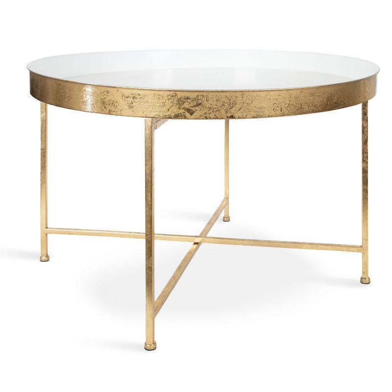 Kate and Laurel Celia Round Metal Coffee Table, 28.25x28.25x19, White and Gold