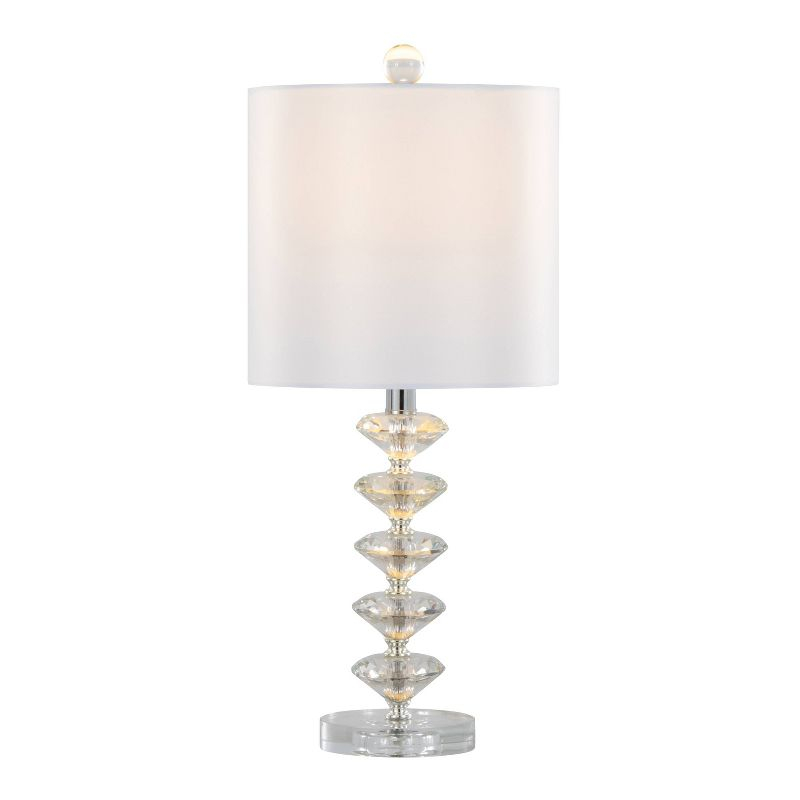 LumiSource (Set of 2) Diamond Stacked 23" Contemporary Crystal Table Lamps with Off-White Shade and Chrome from Grandview Gallery: Silk-Inspired