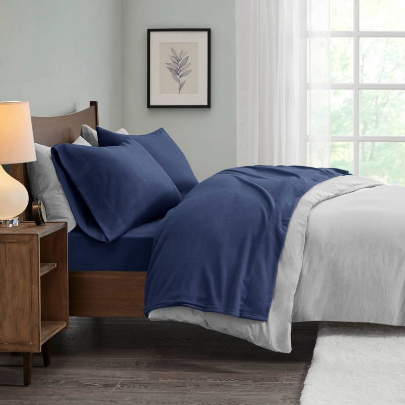 Full Micro Fleece Sheet Set Navy - True North by Sleep Philosophy