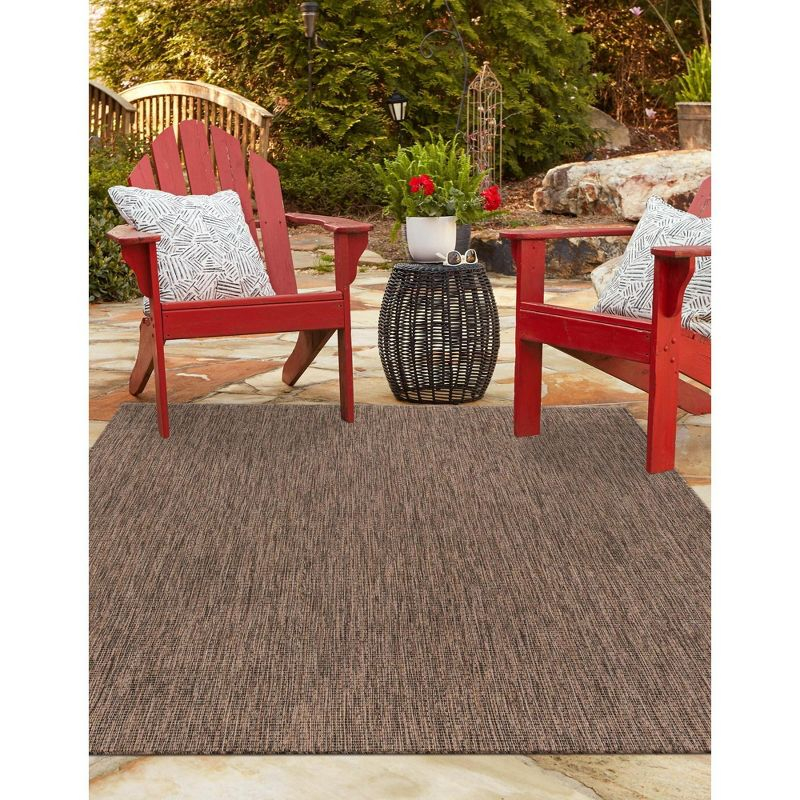 Unique Loom 7' 1 x 10' 0 Rectangle Indoor/Outdoor Solid Light Brown Area Rug