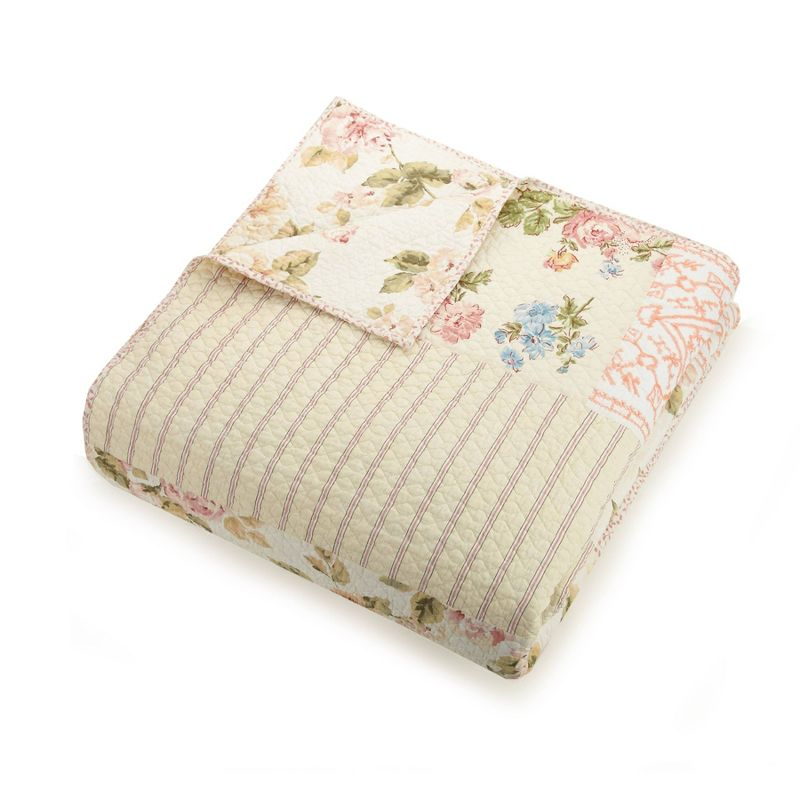 King Sweet Blooms Quilt Pink - Mary Jane's Home: Cotton Lace Trim, Botanical Pattern, Teen & Kids Bedding