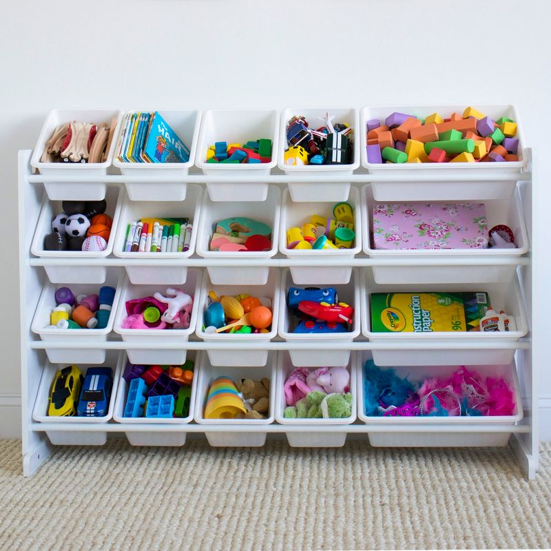 Cambridge Extra Large Kids' Toy Storage Organizer with 20 Storage Bins White - Humble Crew: MDF Bin Shelves, 4 Shelves