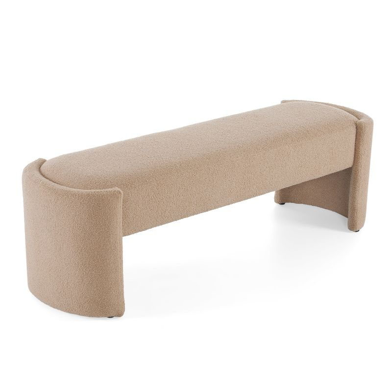 Christopher Knight Home Eugene Modern Boulce Upholstered Ottoman, Light Camel