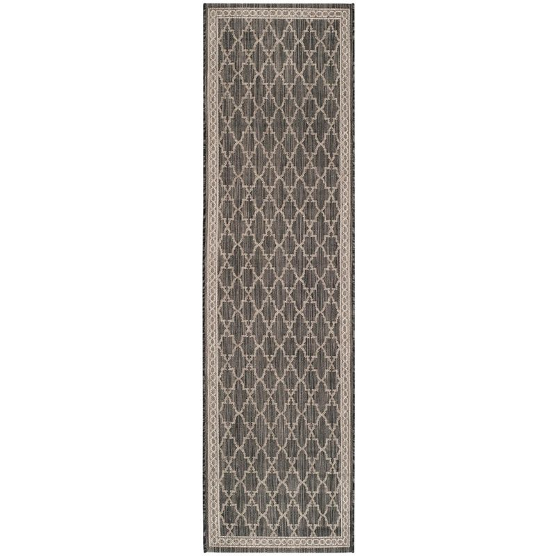 Courtyard CY8871 Power Loomed Indoor/Outdoor Runner Rug - Black/Beige - 2'3"x12' - Safavieh.