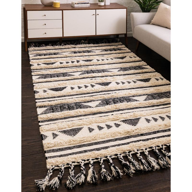 Unique Loom Mesa Collection Area Rug - Siphon (8'  x 10' Rectangle Charcoal/Cream)