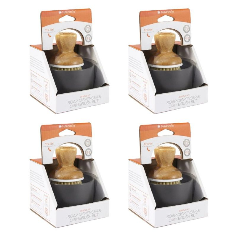 Full Circle Home Tiny Team Mini Brush and Dustpan Set Grey - 4 ct