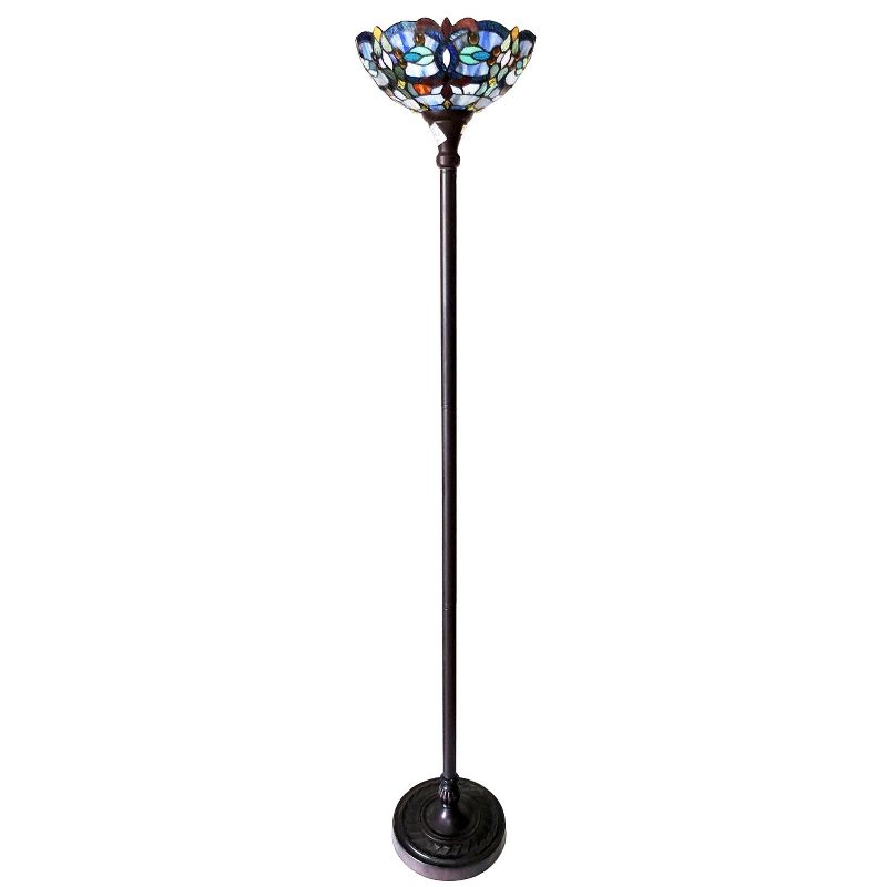Chloe Lighting Vivian Tiffany-Style Victorian Stained Glass Torchiere Floor Lamp 69" Height