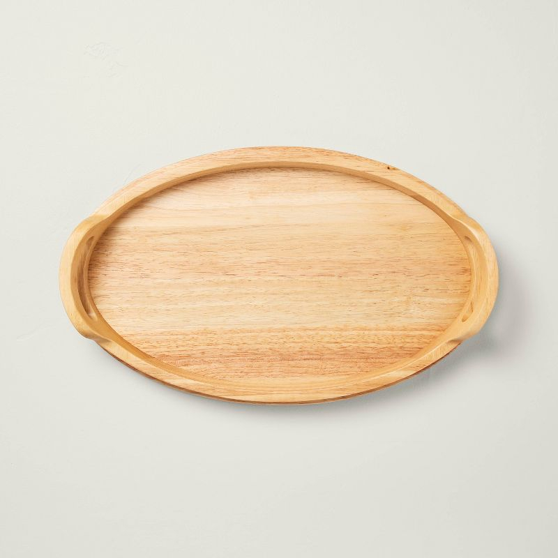 18" Round Rubberwood Serving Tray with Handles - Hearth & Hand™ with Magnolia