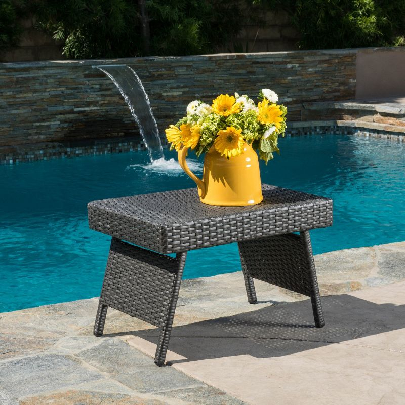Salem Wicker Adjustable Folding Patio Table: Weather-Resistant Iron Frame, No Assembly - Christopher Knight Home